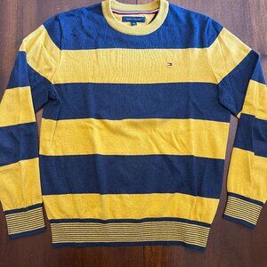 Tommy Hilfiger blue/yellow striped sweater, men's, small, like new
